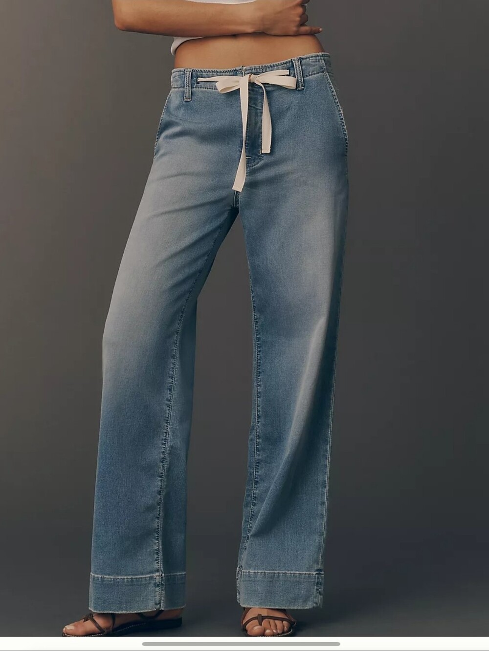 Fidelity Denim Knit Sunrise Wide Leg Jeans Light Wash 25